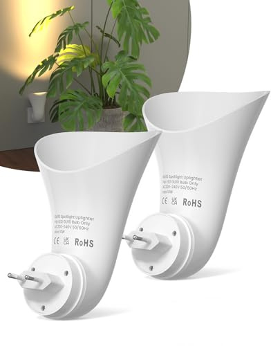 BrightArk GU10 Wandlampe mit Stecker Plug in GU10 Wandfluter Steckdosenlampe zur Indirekten Beleuchtung Wandbeleuchtung für Wohnzimmer Flur Schlafzimmer 2-Stück (Glühbirne Nicht Inbegriffen)