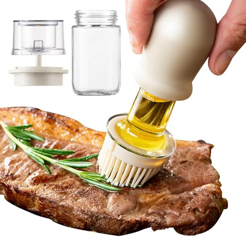 Dispensador de aceite – Botella de cepillo de silicona de 12 pulgadas para cocción precisa, fácil aplicación con boquilla de vertido a prueba de fugas, uso para freidora, barbacoa, salsa, vinagre