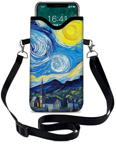 otilil Neoprene Cell Phone Sleeve Pouch Case Bag with Crossbody Strap/Neck Lanyard for Women 7.1 X 3.9 in Sky