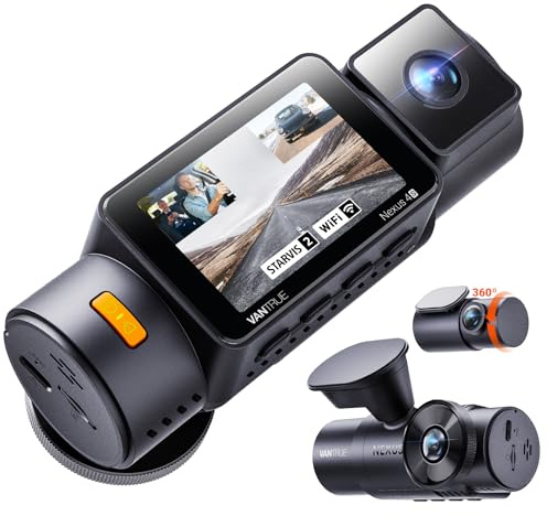 Vantrue New N4S 3 Channel Dash Cam, STARVIS 2 Night Vision, Front Rear Inside Dashcam for Cars, Front and Rear Dual Channel, PlatePix™ Tech, Parking Mode, Wi-Fi, GPS, 2 IPS, Support 1TB (RC18)