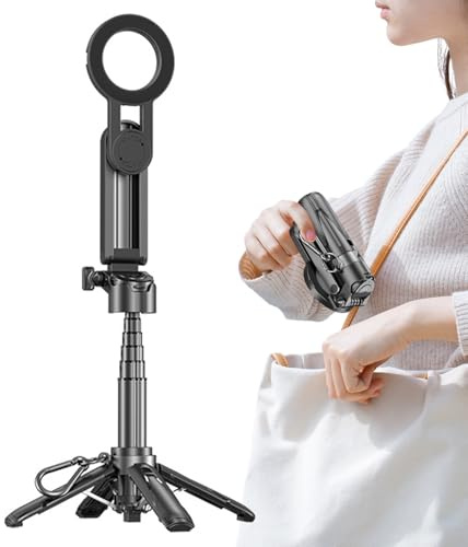 Trépied de téléphone – Perche à Selfie Portable magnétique | Support Extensible Rotatif à 360 degrés avec télécommande sans Fil pour enregistrer des vidéos, Une Salle de Sport, des Films, la création