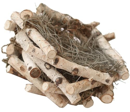 SHINEOFI Nid D’Oiseau en Paille de Bois Naturel Petit, Décoration Suspendue pour Jardin et Maison, Ornement Léger pour Nichoirs D’Oiseaux, Accessoire Décoratif Extérieur Écologique