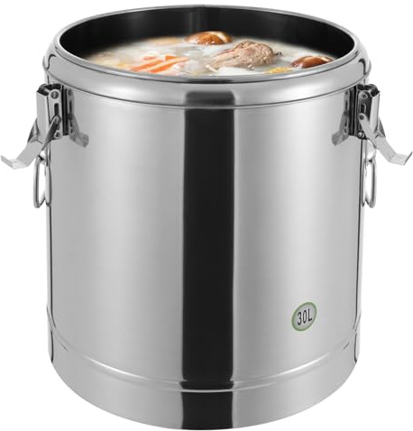 DHQCQL termobehållare mat 10 L/20 L/30 L, isolerad soppbehållare av rostfritt stål, termobehållare för mat, varmhållningsbehållare med lock, gastrobehållare för nudlar, soppa (34,5 × 34,5 × 38,5 cm 30