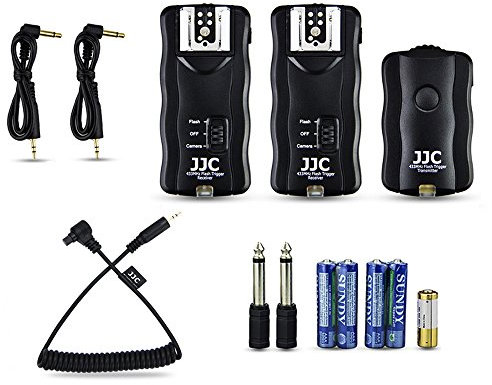JJC Wireless Radio Flash Speedlite Studio Trigger with 2 Receivers for Can. EOS R3/ R5/ 5D Mark IV III II/ 6D/ 6D Mark II/ 7D/ 7D Mark II/ 1Dx Mark II/ 5Ds/ 5Ds R/ 1D X/ 1Ds Mark III II/ 1D Mark IV