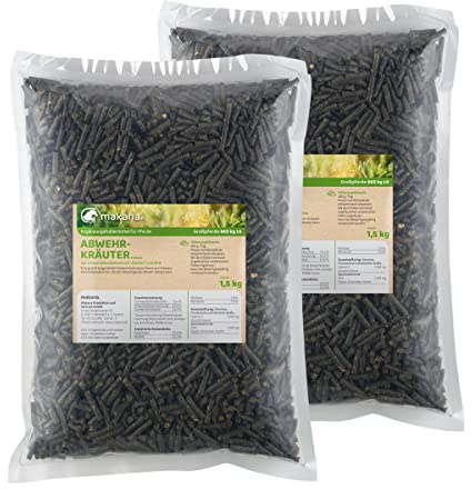 Makana Abwehrkräuter Pellets auf Schwarzkümmelbasis für Pferde, 2 x 1,5 kg Beutel