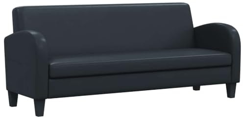 vidaXL Divano a 3 Posti in Pelle Sintetica Nero con Braccioli Divanetto Sofa