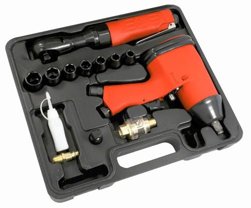 Conjunto de pistola impacto y carraca neumatica con vasos de impacto 9 a 19 mm, 13 piezas