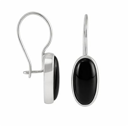 ECHMECK Handgefertigte 925 Sterling Silber Ohrhänger Schwarz Onyx Oval
