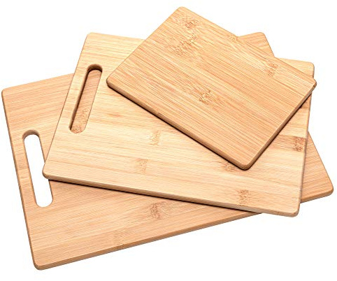 Rubberneck Ensemble de 3 Planches à Découper en Bois de Bambou Durable - pour Légumes, Viande ou Fromage