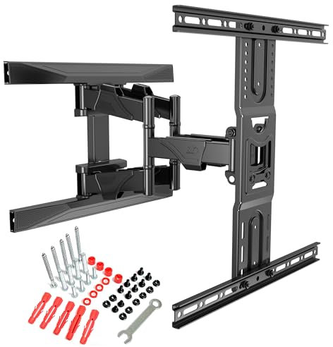 Ergosolid Supporto da parete per TV orientabile, robusto per schermi da 45 a 75 pollici, LED LCD, supporto TV con VESA max 600 x 400 mm, fino a 45,5 kg, Nero