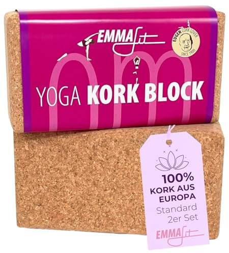 EMMAfit Kork Yoga Block Klassik I hochwertiger Yogablock aus Kork für Yoga-Übungen I hygienisch & umweltfreundlich I nachhaltiger & langlebiger Yoga Korkblock für bewusstes Yoga