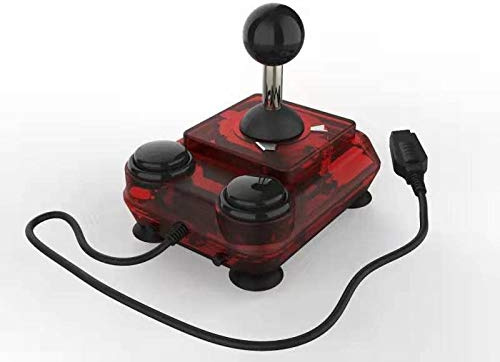 ArcadeR Joystick standard 9 broches compatible avec Atari, Commodore, Sega etc., Couleurs:rouge transparent