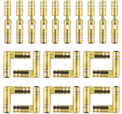 Trsnzul Mini Charnière Invisible en Laiton - 30 Pièces, 5 * 25mm, Cylindrique, Caché, Tonneau, Doré