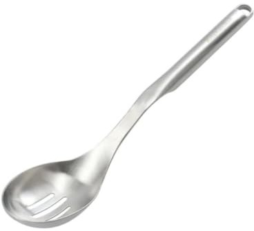 KitchenAid Premium Stainless Steel Slotted Spoon | Heavy-duty construction resists rust and stains during intense commercial service, ensuring long-term durability.