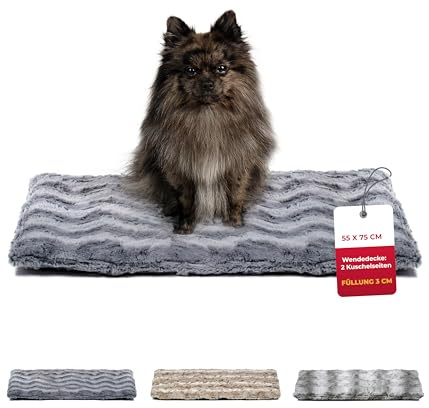 HS-Hundebett® Hundedecke Exklusiv mit Füllung S (55x75 cm) – Gepolstert, Wendbar & Waschbar – Gemütliche Hunde Kuscheldecke – Anthrazit, Made in DE