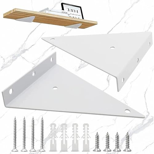 WiDream 2 Stücke Unsichtbare Dreieck Regalhalterungen, Regalhalterung Dreieck Weiß, Dreieck Regal Halterungen Unsichtbar, Versteckte Regalhalterung Für Wohnzimmer, Küche, Schlafzimmer(130 x 140mm)
