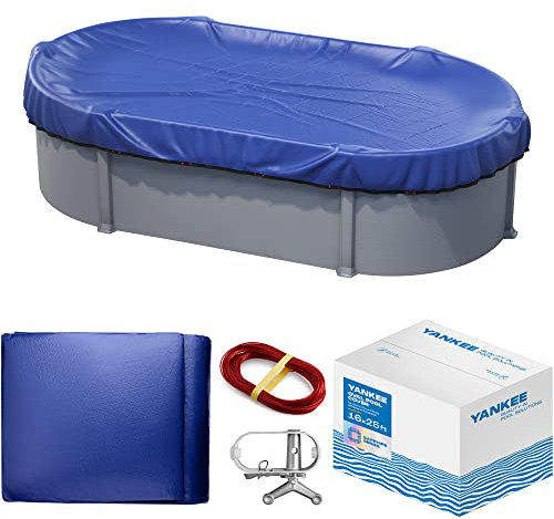 Yankee Poolabdeckung für Ovalpool | 4,9 x 7,6 m | Ovale Winter-Poolabdeckung für oberirdische Pools | Extra Dick & Langlebig, UV-beständig | Aufstellpool Schutz