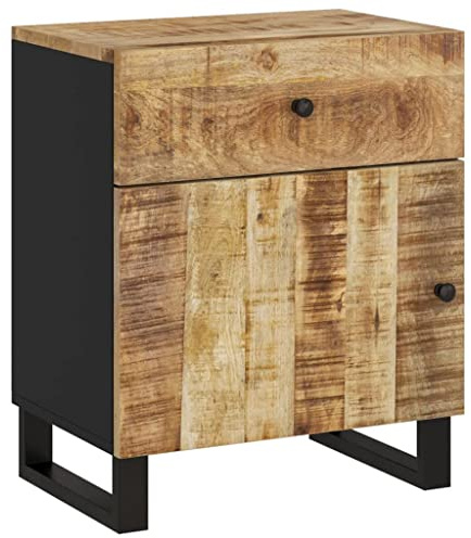 vidaXL Table de Chevet 50x33x60 cm Bois de manguier et d'ingénierie, Armoire, Meubles de Chambre à Coucher, Support de téléphone, Armoire d'appoint