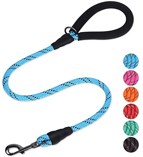 VIVAGLORY Hundeleine Roperex Leine Hund, 90 x 0.8cm, Blau | Hundeleine Führleine mit Gepolstertem Griff & Schlaufe für Hausleine Joggingleine, Extra Stark & Starke für Hunde