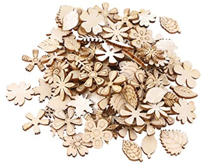 ABOOFAN 200stücke Holzscheiben Natürliche Holzverzierungen Für Bastelprojekte Scrapbooking Und Kreative Kunstprojekte Farbenfrohe Blumen Und Blättermuster Für Mädchen Und Erwachsene