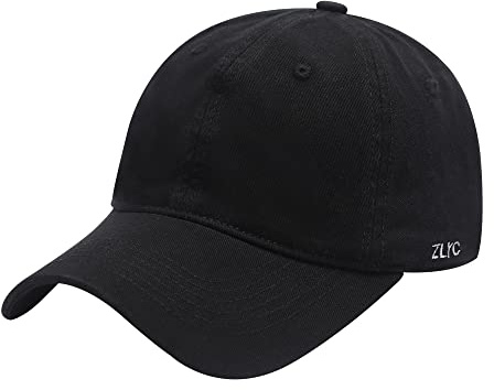 ZLYC Herren Frauen Unisex Mode Bestickte Adjustbable Baumwolle Baseball Cap Jungen Mädchen Baseballmütze(Einfarbig Schwarz)