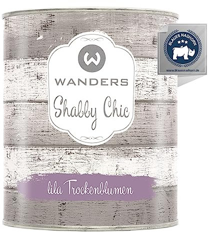 Wanders Shabby Chic Kreidefarbe 750 ml - Lila Trockenblume/Blasses Lila - Küchenmöbellack und Möbelfarbe ohne Schleifen. Chalk Paint, für Holz & mehr. Hohe Deckkraft, schnell trocknend