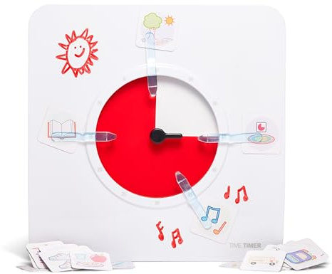 TIME TIMER Minuteur visuel avec planificateur visuel, compte à rebours de 60 minutes, tableau effaçable à sec, marqueur de tableau blanc et cartes picto - Pour salle de classe et maison