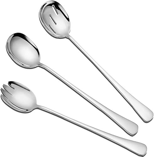 Salatbesteck Set,Salatlöffel aus Edelstahl und Salatgabeln aus Edelstahl,Salat Servierlöffel,Edelstahl Salat Server Set für Restaurants,Hotel,Party,Buffet