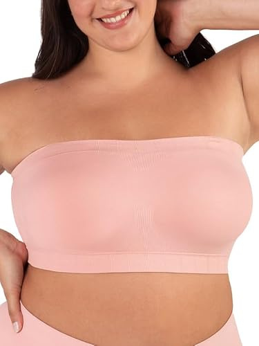 SHAPERMINT Strapless Bra, No-Slip Wireless Bandeau with Sewn-In Cups