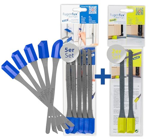 FUGENFUX® Professional-Set: Klassik 5er + Small – Spezial-Fugenabzieher – Fugenglätter für jede Größe – Fugenabzieher mit Revolutionärer Zauber-Spitze für Extrem Enge Stelle – Made in Germany