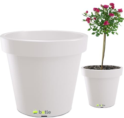 botle Stor blomkruka ytterkruka superstor blomkruka 58 cm x 52,2 cm vit rullbas transporthjul planteringskruka planteringskruka plast