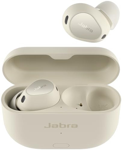 Jabra Elite 10 Gen 2 kabellose Bluetooth-Earbuds, Verbesserter 3D-Sound, LE-Audio-Smartcase, halboffenes Design, Advanced ANC, 6 integrierte Mikrofone und bis zu 36 Std. Akkulaufzeit – Soft White