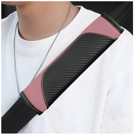 povtii 2 PCS Housse de ceinture de sécurité pour siège de voiture, Coussins de ceinture de sécurité en cuir fibre de carbone, Protections d'épaule pour ceinture de sécurité pour protéger votre cou et
