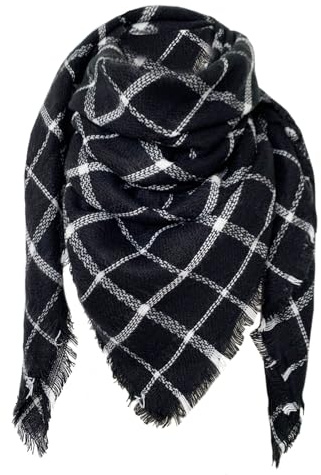 DELEY Retro Damen Tartan Sciarpa Scialle Schal Plaid Wrap Wickelschal | Weich, Warm, Kariert, Unisex, Mode, Schals, Decke, Plaid, Überwurf
