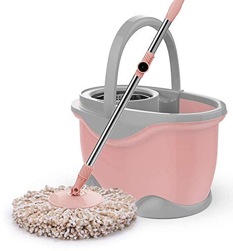 Mocio, Sistema di Mocio e Secchio con rotazione 360 ​​in Acciaio Inossidabile Premium ~ Mocio Autostrizzante con Testine in Microfibra, (Colore : A) Giorno della Commemorazione To pursue happiness