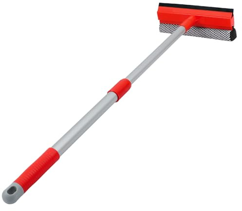 MAVRIZ Windshield Cleaner Tool 2 in 1 Car Window Squeegee with Extendable Handle (18-28.5) Window Cleaner with Squeegee and Sponge for Shower, Glass Cleaning