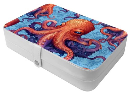 Ocean Octopus-1064 Reise-Schmuckschatulle – Ihre tragbare Schatztruhe für Ringe, Ohrringe, Halsketten. Tolles Geschenk für Frauen, die gerne reisen, große Organizer-Hülle, 1 Packung