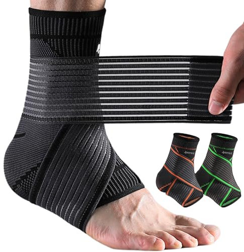 Samaaji Ankle Brace with Strap | Sprained Ankle Support for Ligament Damage | Plantar Fasciitis | Achilles Tendonitis Relief | Ankle Support for Men & Women | Foot Brace for Sports | Pain Relief
