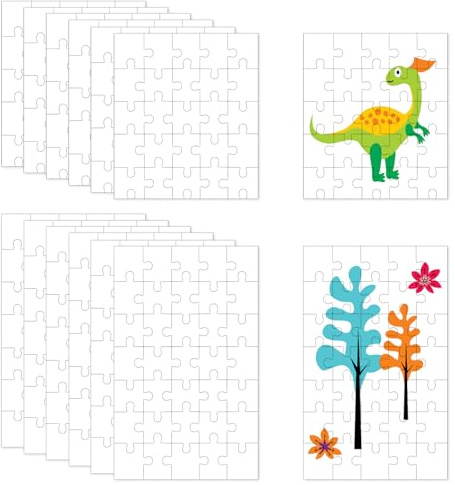 12 Stück Komplett Weißes Puzzle 15×10 cm, 10×10 cm Blanko Zum Bemalen Leere Teile Für Nutzer Personalisiert DIY Teile Für Geburtstag Aktivität Party Geschenke (25, 35 Teile)