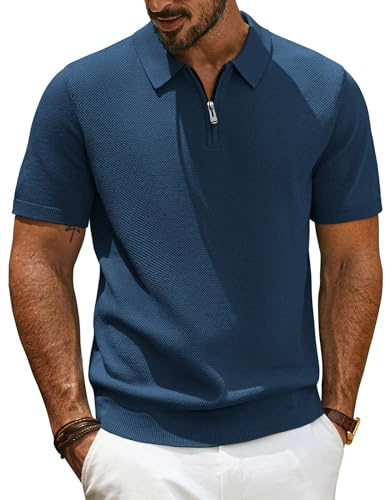PJ PAUL JONES Mens Polo Shirts Short Sleeve Quarter Zip Knitted T Shirt