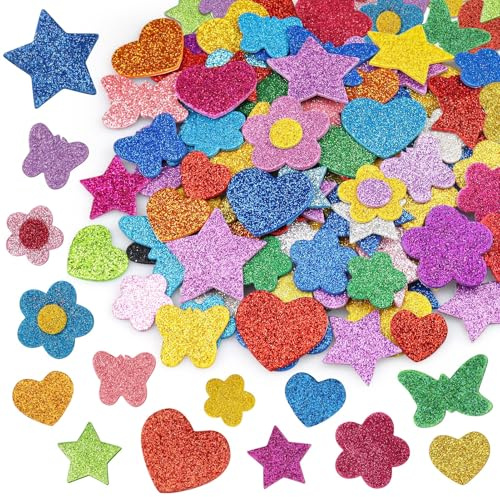 4 Muster Bunte Glitzernde Schaumstoff Aufkleber für Basteln