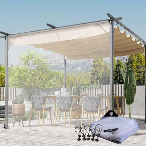Plane Wasserdicht Transparent Abdeckplane mit Ösen Outdoor Vorhang wasserdichte Pavillon Seitenwände für Balkon Garten POCHY(6x1m)