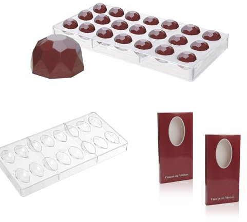 PHMING 2er-Set Transparente Chocolate Mold, 3D Plastic Chocolate Molds in 2 Designs, Pralinen Form für Schokolade, Kekse & Desserts, Ideal für DIY Süßigkeiten & Kuchen Dekoration
