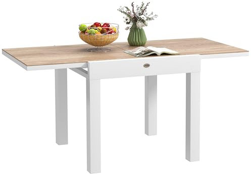 Outsunny Ausziehbarer Gartenesstisch 80/160 cm aus Aluminium, Gartentisch für 6 Personen rechteckig, rostfrei und wetterfest, für Patio, Terrasse, grau