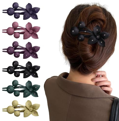 TOEECY 6 Pezzi Fermagli Capelli Fiore Eleganti Mollette Acconciatura Opache Accessori Capelli Femminili Decorativi Strass
