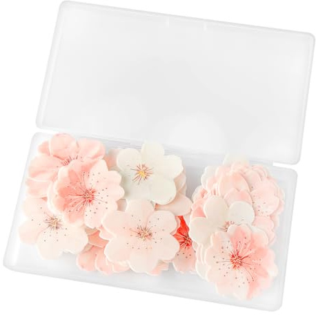 Lotsdonxia 75 Pcs Edible Cherry Blossoms Cake Decorations - Elegant Wafer Paper Flowers, Tasteless Pink Cupcake Toppersfor Baby Showers, Birthdays, Weddings(Pink Series)