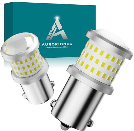 AURORIONCG 2PCS Bombillas LED P21W Blancas 12V 24V 1156 BA15S Luz de Freno, Reversa y Luz Diurna 1200LM 6500K [Non Canbus]