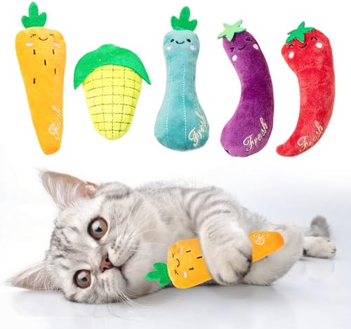 5er Set Katzenminze Spielzeug Aus Plüsch, Weiches Katzenspielzeug Zur Zahnreinigung, Gegen Langeweile & Stress, Spielzeug Für Kitten & Erwachsene Katzen,Toy Sets Kitten Cleaning Training Game Nibbling