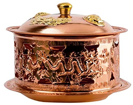 DFGHNBVC Chafing Dishes China Mongolischer Mehrpersonen-Hotpot, Reines Kupfer Konzentrierter Peking-Fleisch-Hotpot, Umweltfreundlich Und Hygienisch, Geeignet Für Familienessen,Brass20Cm