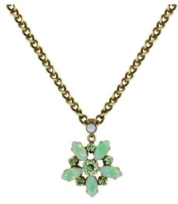 Konplott: Kette/Anhänger Sabrina Vintage big, moderner farbenfroher Kristall-Glas-Anhänger inklusive Kette, für Damen/Frauen (grün)